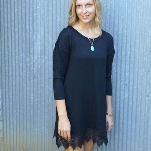 Black Dress with Lace Trim